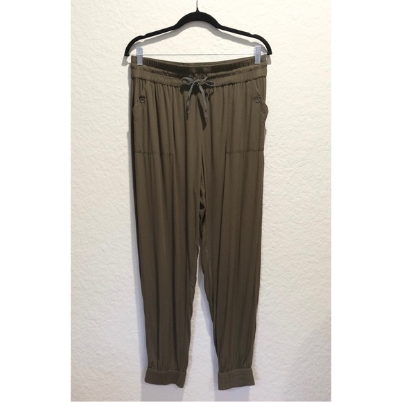 TNA Pants - Tna Aritzia Rayon Joggers Size L Olive Green Lightweight Pockets Comfort